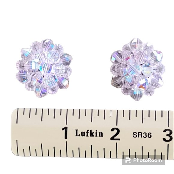 Vintage Prism Iridescent Lightweight Clasp Back Earrings Sparkly Y2K Retro - Picture 3 of 5